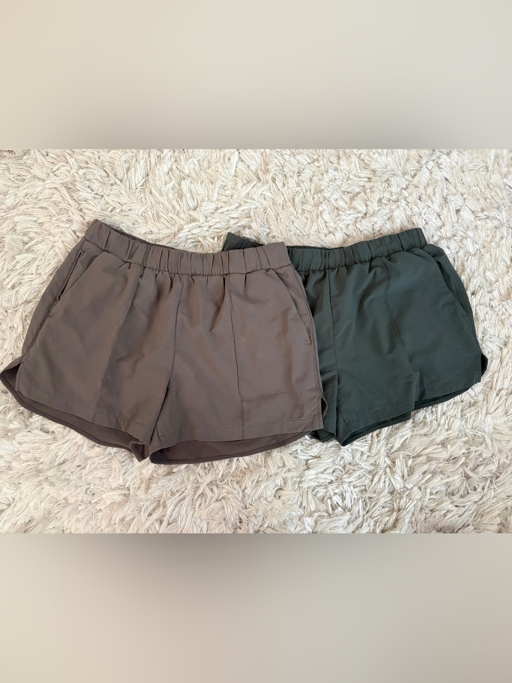 Zella Women’s Athletic Running Shorts- 2 pair,- Gray and Dark Green, Sz M